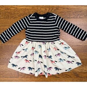 Hanna Andersson Girls' Mixed Print Horse Dress Size 2